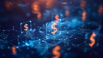 Wall Mural - digital business financial transaction, cash flow in business, secure finance network, business fina