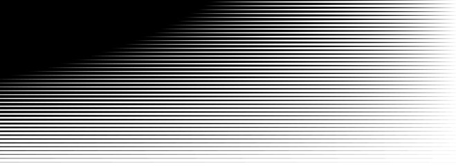 Wall Mural - Horizontal thin line halftone gradation texture. Fade straight stripe gradient background. Black lines pattern backdrop. Vanishing parallel stripes wallpaper for overlay, print, cover. Vector