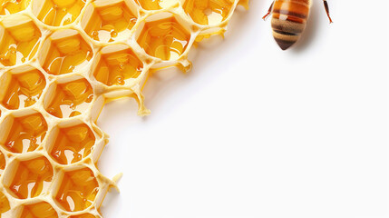 Wall Mural - honeycomb with honey. honeycomb on white background