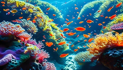 Poster - Lively underwater paradise of vibrant coral reefs filled with exotic fish and captivating marine life