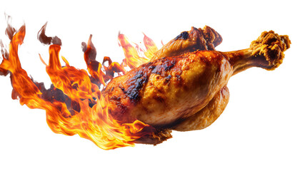 grilled meat on fire ON WHITE BACKGROUND