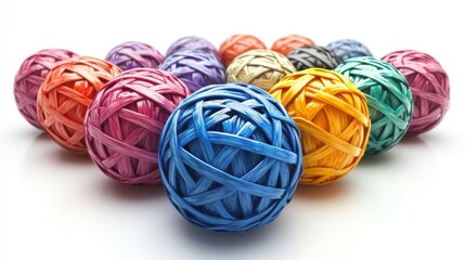 abstract colorful balls set tangle strings clip art isolate on white background