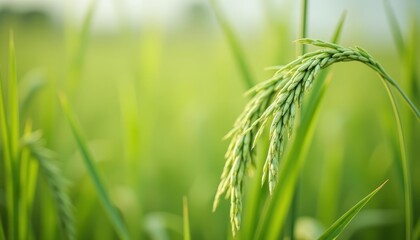  Vibrant green rice plant in field