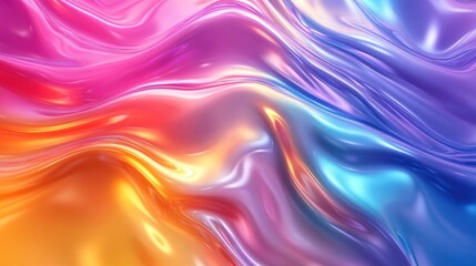 Wall Mural - Abstract Background of Wavy, Shiny, Multicolored Fluid