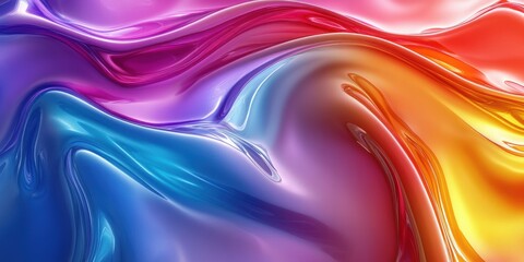 Wall Mural - Abstract Fluid Waves of Blue, Purple, Red, and Orange