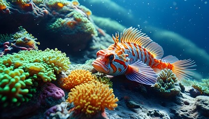 Poster - Vibrant coral reefs teeming with exotic marine life in enchanting underwater landscapes