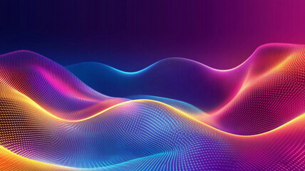 Wall Mural - Colorful wave patterns in a vibrant gradient background at sunset with flowing light effects