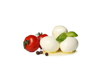 Wall Mural - PNG, Mozzarella cheese, tomato and basil, isolated on white background