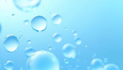 Poster -  Drops of water floating in a blue sky