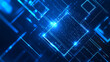 © Tahsin - Abstract blue illustration of glowing squares and geometric patterns in a digital space