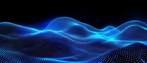 Wall Mural - Blue Wave Line Movement. Abstract Light Technology Background