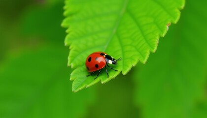 Sticker -  A ladybugs day on a leafy stage