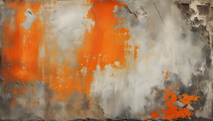 Timeless Abstract Stained Wall Art Featuring Aged Orange Plaster and Intricate Architectural Details