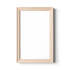 Wall Mural - Vertical Natural Wooden Photo Frame Minimalist Design on White Background