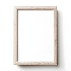 Wall Mural - Minimalist Vertical Natural Wooden Photo Frame on White Background