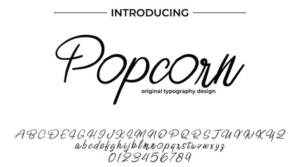 Popcorn Font Stylish brush painted an uppercase vector letters, alphabet, typeface