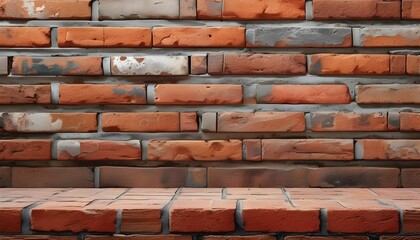 Wall Mural - Vibrant Red Brick Wall Background with Layered Texture for Creative Flyer Design