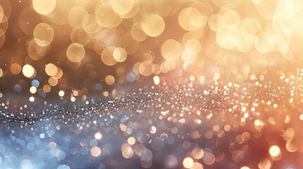 Wall Mural - Abstract Golden and Blue Bokeh Lights with Glitter