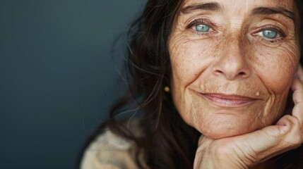 Poster - Mature woman with aged skin generative ai