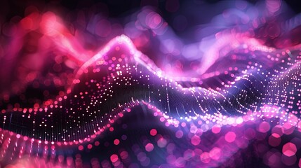 Wall Mural - Abstract Pink and Purple Bokeh Lights with Wavy Lines