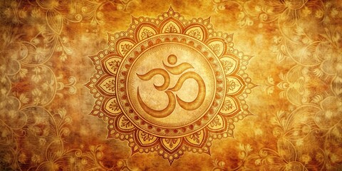 Vintage style OM symbol with intricate designs and texture, OM, symbol, ancient, spiritual, meditation, Hinduism, yoga