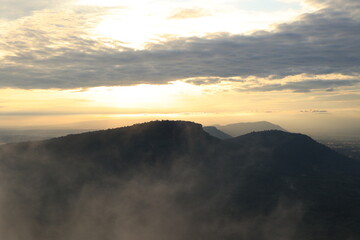 Landscape nature at sunrise, mountain in sunrise 