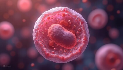 Wall Mural - microscopic view of a cell with a nucleus and organelles