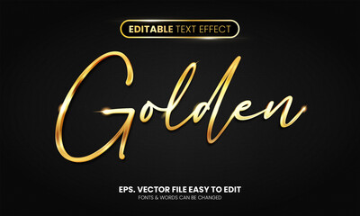 Wall Mural - golden script editable text effect, elegant gold style