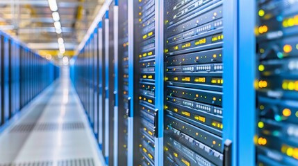 A Row of Server Racks in a Data Center