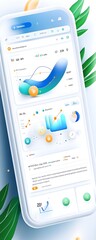 Poster - Mobile Phone with Financial Data Analysis App.