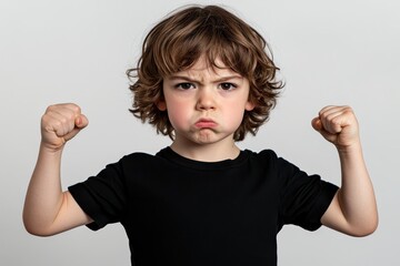 Angry Young Boy with Messy Hair