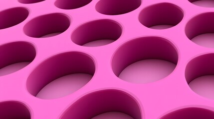 Wall Mural - Abstract Pink Geometric Pattern with Ovals and Holes