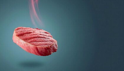 Wall Mural - 3D render of cute pastel-colored steak with vegetables and herbs in a cute menu concept from Steak.