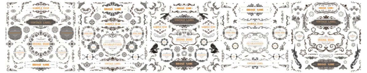 Wall Mural - set of vintage decorations flourishes elements.