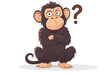 © Noufaldi - A cartoon monkey with a curious expression, sitting and pondering.