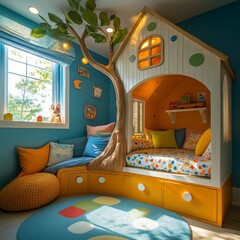 Playful Treehouse Bed for Kids Bedroom Interior Design