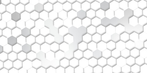 Wall Mural - Abstract pattern with hexagonal white and gray technology line paper background. Hexagonal 3d vector grid tile and mosaic structure simple style hexagonal graphic concept. Futuristic surface design.	
