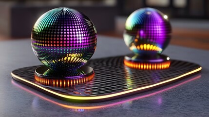 Wall Mural - Abstract Colorful Disco Ball on Glowing Platform