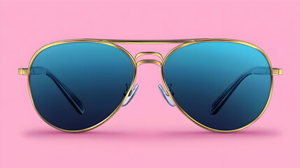 Gold Aviator Sunglasses on Pink Background