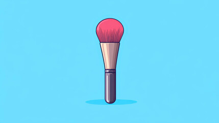 Poster - A vibrant cartoon illustration of a cosmetic brush, set against a clean, minimalist background to enhance focus.