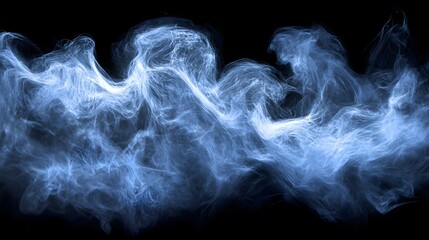 abstract blue smoke swirls on black background