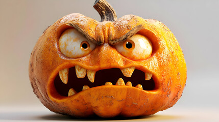 Angry Halloween Pumpkin Carving D Render