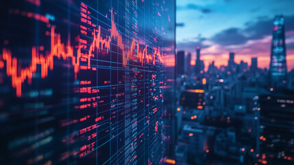 Wall Mural - bitcoin futures trading,abstract binary background,computer screen with nasdaq composite market anal