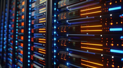 Wall Mural - Rows of Servers in a Data Center