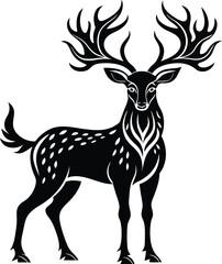 Poster - black deer vector illustration silhouette, Print