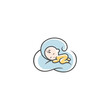 © artikles7 - baby mascot logo sleeping cloud comfortably. Sweet dream illustrations. cute baby sleeps soundly