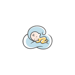 baby mascot logo sleeping cloud comfortably. Sweet dream illustrations. cute baby sleeps soundly