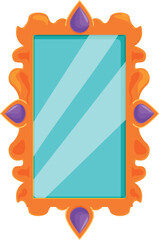Wall Mural - orange mirror with an ornate frame and purple jewels is reflecting light