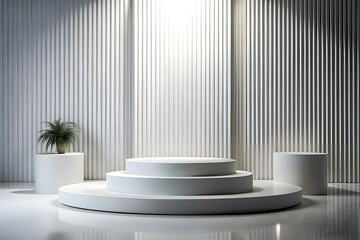 Wall Mural - Photo White Podium Stage Platform For Product Display Showcase 3D Rendering