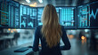 © Your Hand Please - businesswoman in formal attire analyzes financial statements and graphs on her computer screen. The image conveys professionalism, financial analysis, and attention to detail in business